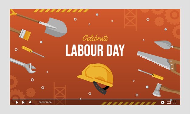 Free vector flat labor day youtube thumbnail