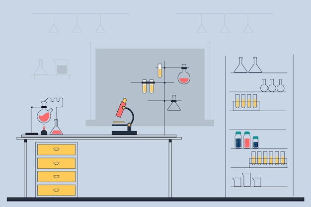 Flat laboratory room illustrated