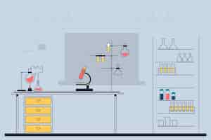 Бесплатное векторное изображение Плоский лабораторный кабинет проиллюстрирован