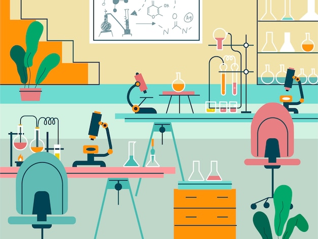 Free vector flat laboratory room illustration