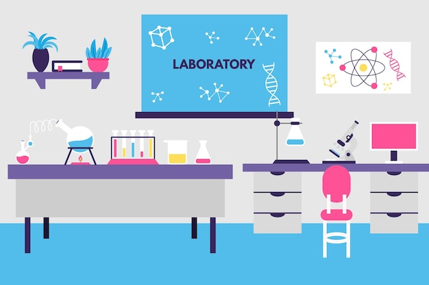 Free vector flat laboratory room illustration