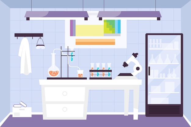 Free vector flat laboratory room illustration