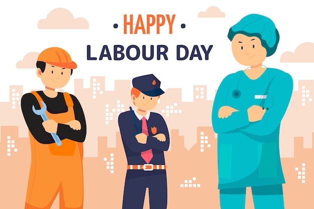 Vettore gratuito fondo piatto della festa del lavoro