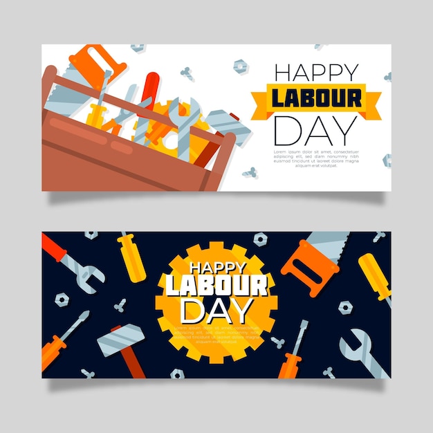 Free vector flat labour day banners set