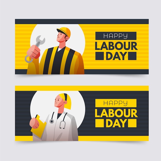 Free vector flat labour day banners set