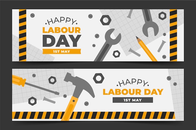 Free vector flat labour day banners set