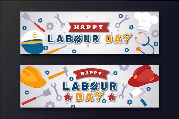 Set di banner piatto festa del lavoro