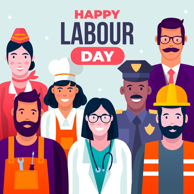 Flat labour day concept