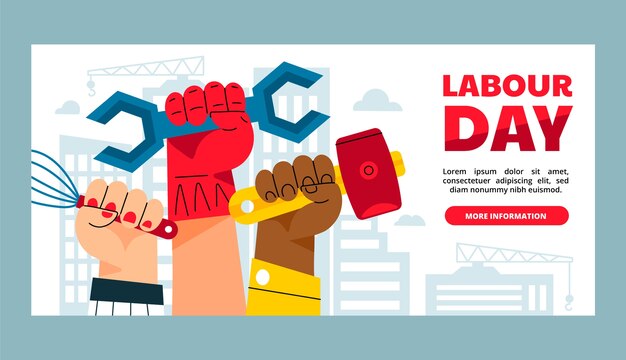 Flat labour day horizontal banner template