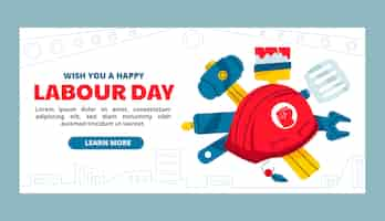 Free vector flat labour day horizontal banner template