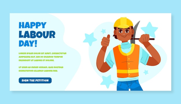 Flat labour day horizontal banner template