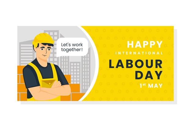 Flat labour day horizontal banner template