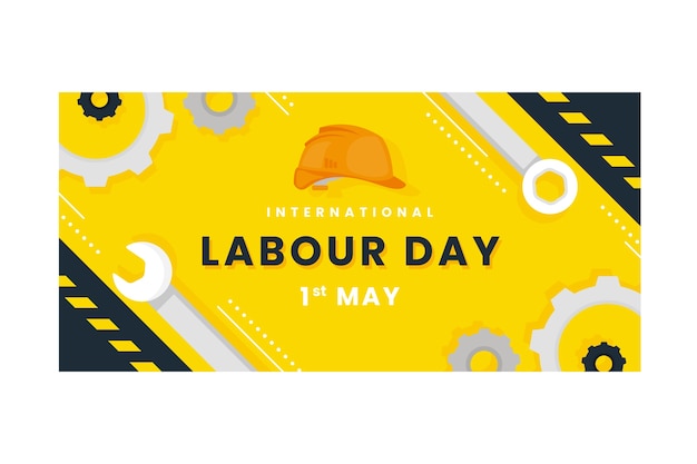 Flat labour day horizontal banner template