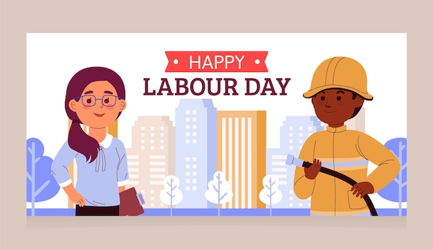 Free vector flat labour day horizontal banner template