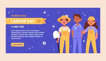 Free vector flat labour day horizontal banner template