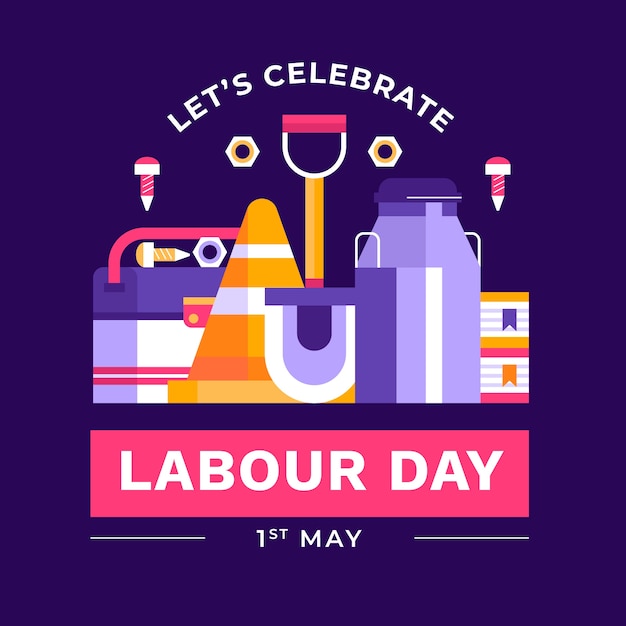 Flat labour day illustration