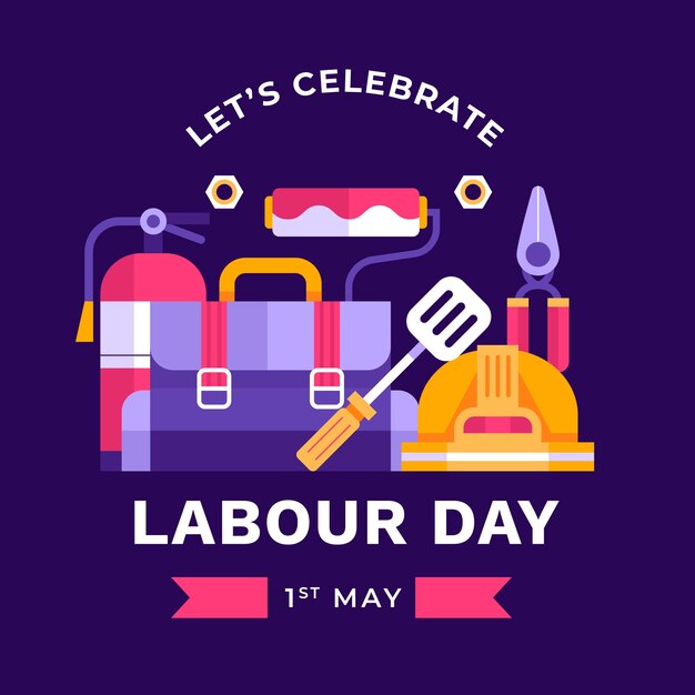 Flat labour day illustration