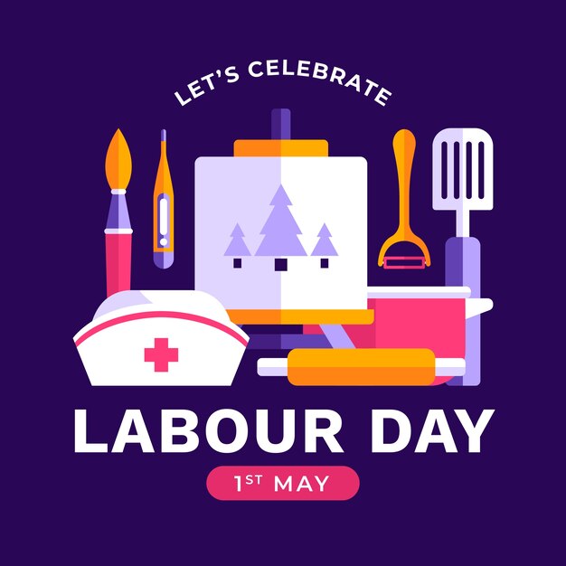 Flat labour day illustration