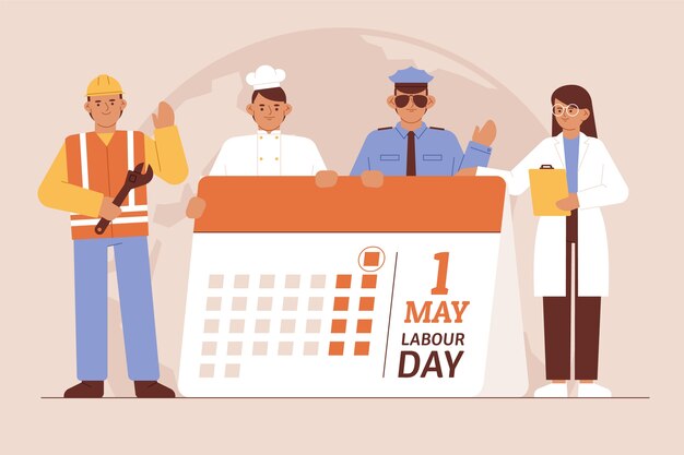 Flat labour day illustration