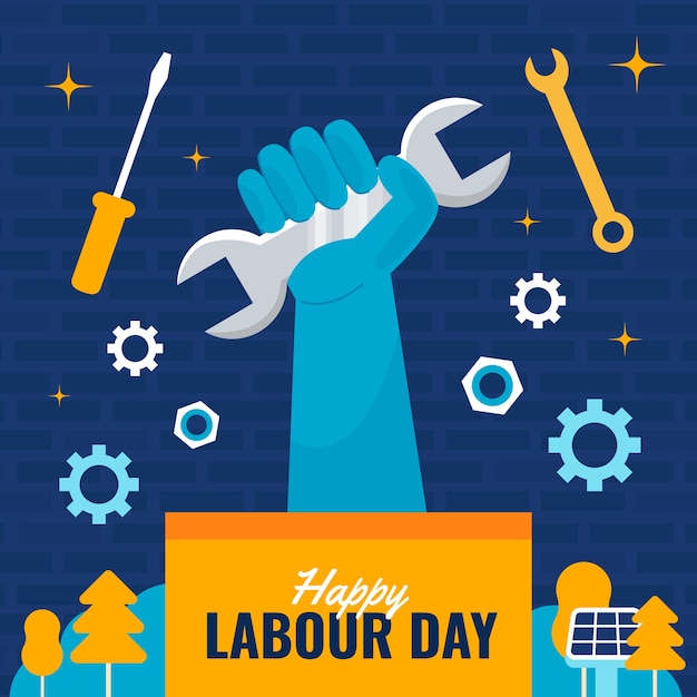 Free vector flat labour day illustration