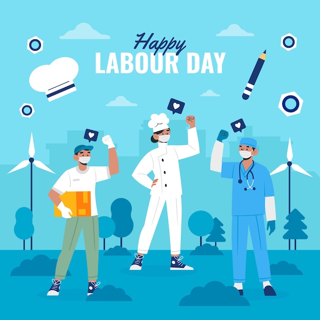 Free vector flat labour day illustration