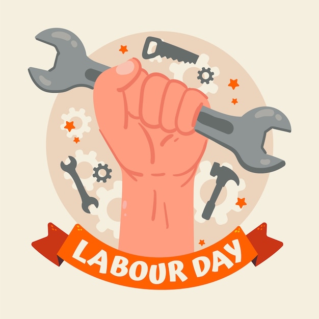 Flat labour day illustration