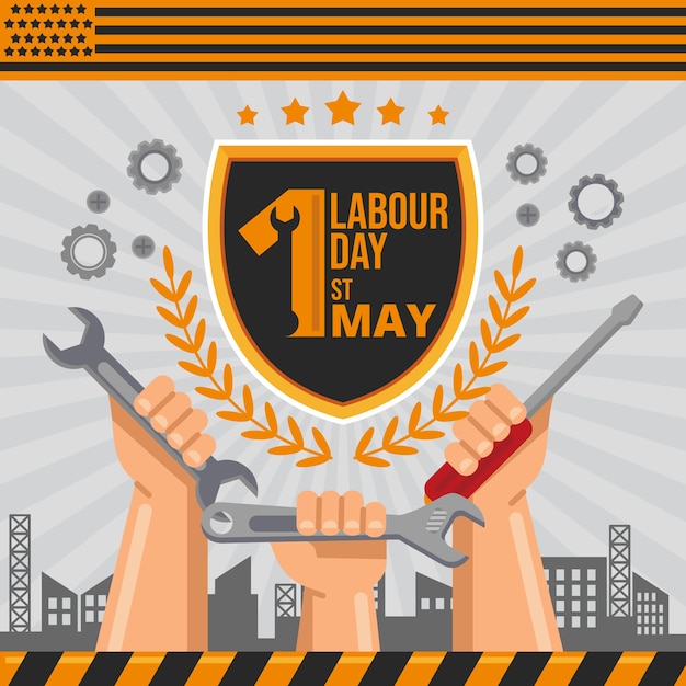 Flat labour day illustration