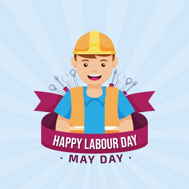 Flat labour day illustration