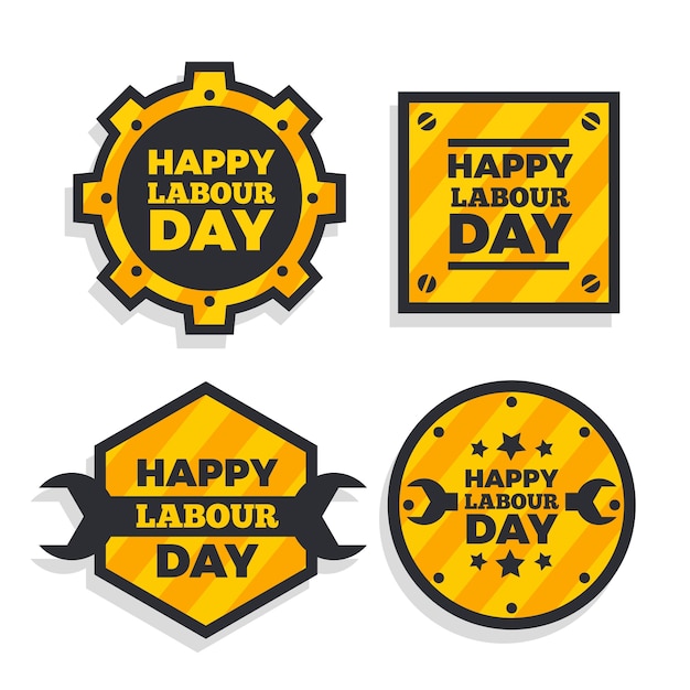 Free vector flat labour day label collection