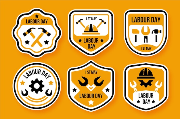 Free vector flat labour day label collection