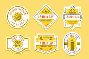 Free vector flat labour day label collection