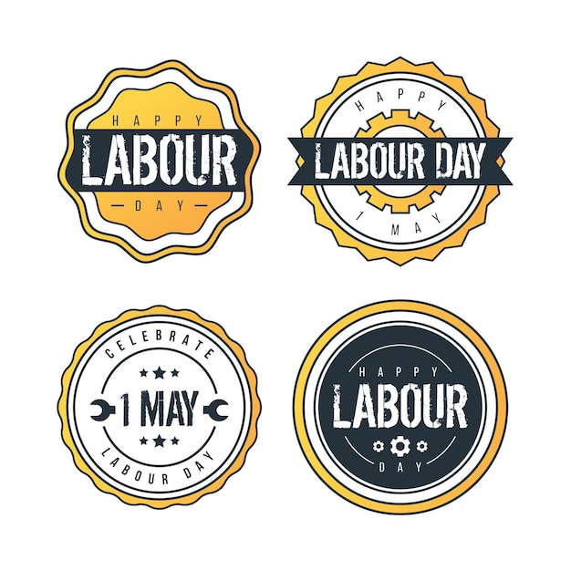 Flat labour day label collection