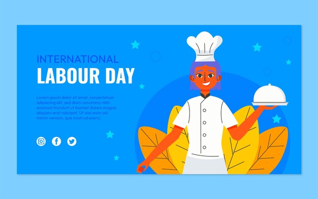 Flat labour day social media post template