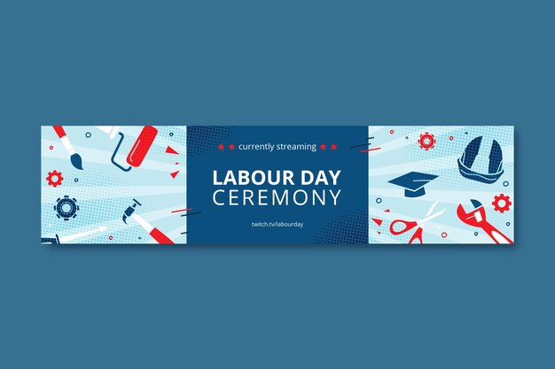 Flat labour day twitch banner
