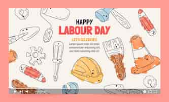 Free vector flat labour day youtube thumbnail