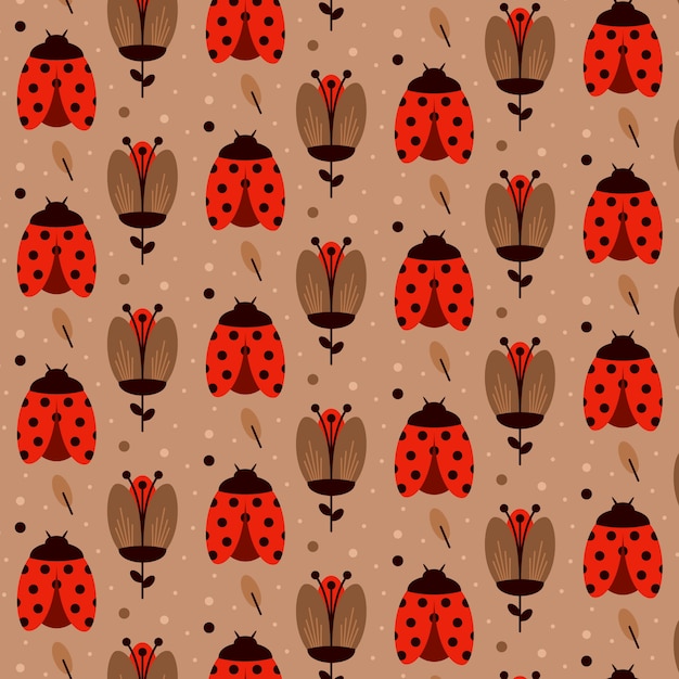 Free vector flat ladybug pattern design