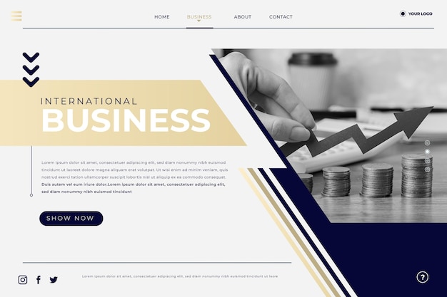 Flat landing page about business