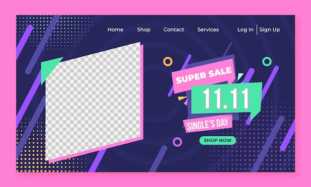 Flat landing page template for 11.11 sale event