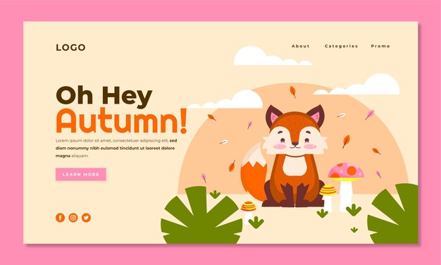 Flat landing page template for autumn celebration