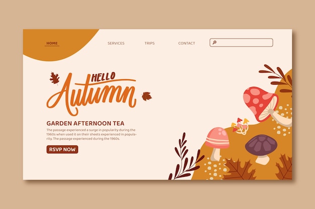 Flat landing page template for autumn celebration