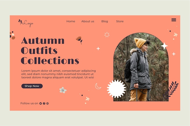 Flat landing page template for autumn celebration