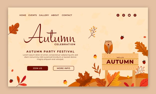 Flat landing page template for autumn celebration