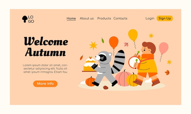 Free vector flat landing page template for autumn celebration