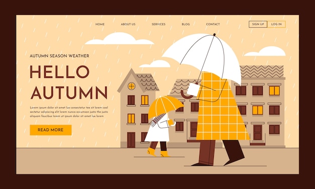 Free vector flat landing page template for autumn celebration