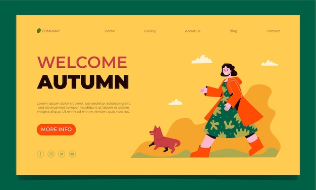 Flat landing page template for autumn celebration