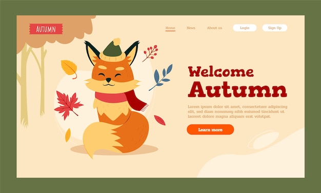 Flat landing page template for autumn celebration