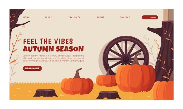 Flat landing page template for autumn season celebration