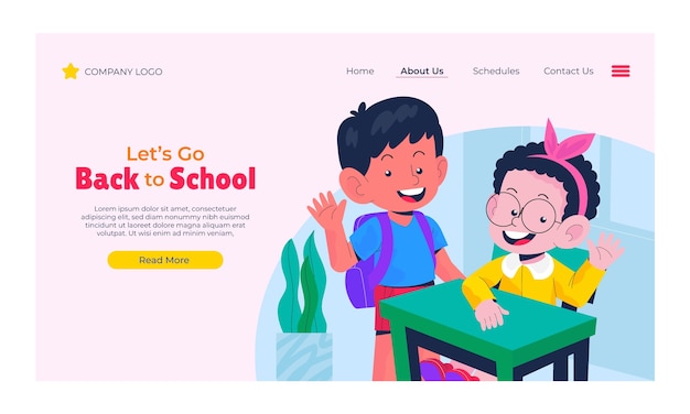 Free vector flat landing page template for back to school season