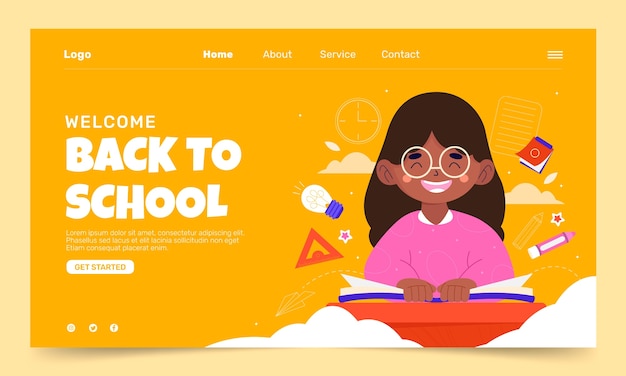 Free vector flat landing page template for back to school season