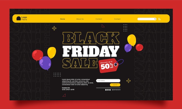 Free vector flat landing page template for black friday sale